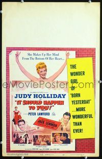 c157 IT SHOULD HAPPEN TO YOU window card poster '54 sexy Judy Holliday & Jack Lemmon's first role!