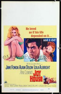 c164 JOY HOUSE window card movie poster '64 Rene Clement, super sexy Jane Fonda, Alain Delon