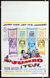 c166 JUMBO window card movie poster '62 Doris Day, Jimmy Durante, circus elephant!