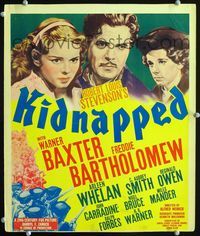c169 KIDNAPPED window card poster '38 Freddie Bartholomew, Warner Baxter, Robert Louis Stevenson