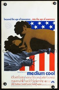 c187 MEDIUM COOL window card poster '69 Haskell Wexler's X-rated 1960s counter-culture classic!