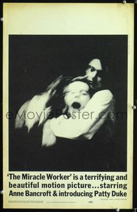 c190 MIRACLE WORKER window card '62 Anne Bancroft as Annie Sullivan & Patty Duke as Helen Keller!