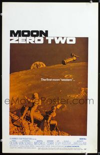 c193 MOON ZERO TWO window card movie poster '69 the first moon western, cool astronauts image!
