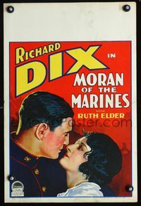 c194 MORAN OF THE MARINES WC '28 great romantic artwork of soldier Richard Dix & Ruth Elder!
