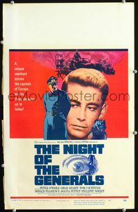 c201 NIGHT OF THE GENERALS window card movie poster '67 World War II officer Peter O'Toole!
