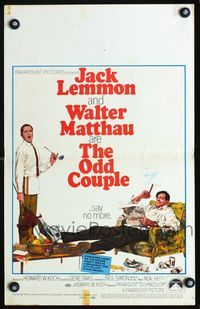 c207 ODD COUPLE window card movie poster '68 best friends Walter Matthau & Jack Lemmon!