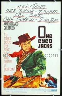 c210 ONE EYED JACKS window card movie poster '61 Marlon Brando directed & starred!