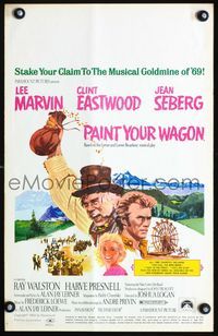 c212 PAINT YOUR WAGON window card movie poster '69 Clint Eastwood, Lee Marvin, Jean Seberg