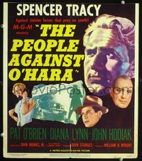 c216 PEOPLE AGAINST O'HARA window card '51 Spencer Tracy against sinister forces that prey on youth!