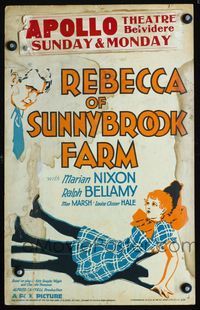 c224 REBECCA OF SUNNYBROOK FARM window card '32 great artwork of Marian Nixon & Ralph Bellamy!