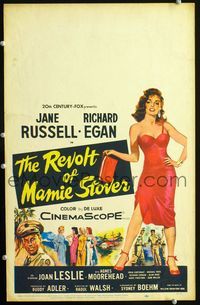 c230 REVOLT OF MAMIE STOVER window card movie poster '56 artwork of super sexy Jane Russell!