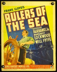 c235 RULERS OF THE SEA window card movie poster '39 great artwork of seaman Douglas Fairbanks Jr!