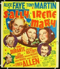 c238 SALLY, IRENE & MARY window card movie poster '38 pretty Alice Faye, Jimmy Durante, Fred Allen