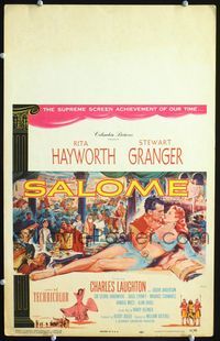 c239 SALOME window card movie poster '53 artwork of sexy Rita Hayworth & Stewart Granger!