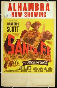 c242 SANTA FE window card movie poster '51 cowboy Randolph Scott in New Mexico!