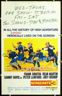 c247 SERGEANTS 3 window card poster '62 John Sturges, Frank Sinatra, Rat Pack Gunga Din parody!