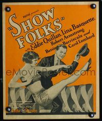 c250 SHOW FOLKS window card movie poster '28 art of Eddie Quillan & sexiest Lina Basquette!