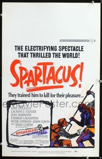 c256 SPARTACUS window card movie poster R67 classic Stanley Kubrick & Kirk Douglas epic!