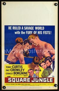 c258 SQUARE JUNGLE window card poster '56 great artwork of boxing Tony Curtis fighting in the ring!