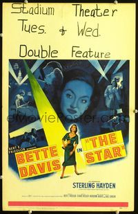 c259 STAR window card movie poster '53 great artwork of Hollywood actress Bette Davis!