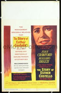 c263 STORY OF ESTHER COSTELLO window card movie poster '57 Joan Crawford & The Golden Virgin!
