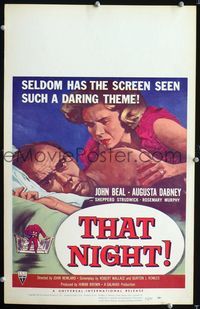 c273 THAT NIGHT window card movie poster '57 husband and wife have sex troubles!