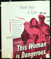 c275 THIS WOMAN IS DANGEROUS window card movie poster '52 great image of bad girl Joan Crawford!