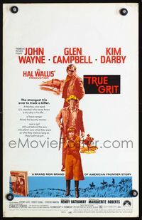 c285 TRUE GRIT window card movie poster '69 John Wayne, Kim Darby, Glen Campbell