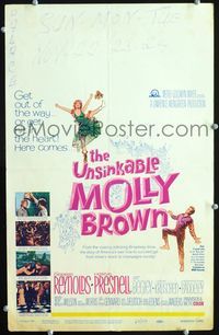 c288 UNSINKABLE MOLLY BROWN window card movie poster '64 Debbie Reynolds & Harve Presnell!