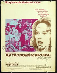 c289 UP THE DOWN STAIRCASE window card movie poster '67 inner-city school teacher Sandy Dennis!