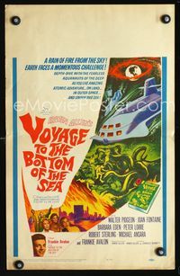 c291 VOYAGE TO THE BOTTOM OF THE SEA window card poster '61 Walter Pidgeon, cool sci-fi artwork!