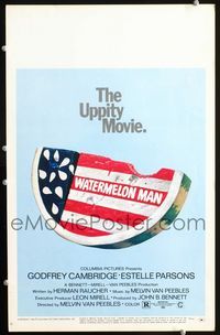 c293 WATERMELON MAN window card movie poster '70 patriotic watermelon artwork, the uppity movie!
