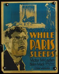 c297 WHILE PARIS SLEEPS window card '32 Victor McLaglen saves his daughter from white slavery!