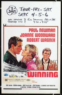 c301 WINNING window card movie poster '69 Paul Newman, Indy car racing art by Howard Terpning!