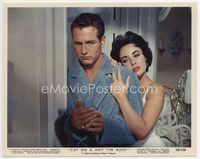 d071 CAT ON A HOT TIN ROOF Eng/US color 8x10 still #11 '58 close up Liz Taylor holding Paul Newman!