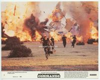 d085 COMMANDO 8x10 mini lobby card #5 '85 Arnold Schwarzenegger running for his life from explosion!