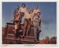 d156 GREAT LOCOMOTIVE CHASE color 8x10 movie still '56 Fess Parker & cast portrait on train!