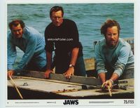 d182 JAWS 8x10 mini LC #6 '75 Roy Scheider, Richard Dreyfuss & Robert Shaw need a bigger boat!