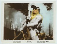 d186 JOAN OF ARC color 8x10 movie still '48 best close up of Ingrid Bergman in armor on horse!