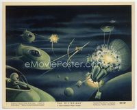 d231 MYSTERIANS Eng/US color 8x10 still #1 '59 cool art of space ships battling in outer space!