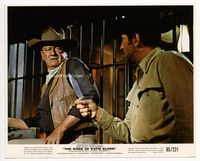 d313 SONS OF KATIE ELDER color 8x10 movie still '65 Dean Martin threatens John Wayne with big knife!