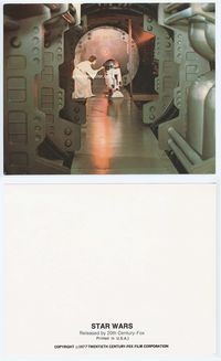 d322 STAR WARS color 8x10 movie still '77 Princess Leia gives a message to R2-D2!