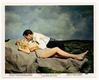 d343 TIME MACHINE Eng/US color 8x10 still #11 '60 great romantic hug close up of Mimieux & Taylor!