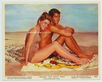 d364 WHERE THE BOYS ARE Eng/US color 8x10 still #12 '61 Dolores Hart & George Hamilton c/u on beach!