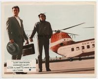 d090 COOGAN'S BLUFF English Front of House lobby card '68 Clint Eastwood standing by helicopter!
