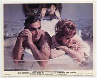 d101 DIAMONDS ARE FOREVER English FOH lobby card '71 naked Sean Connery as James Bond in bed w/girl!