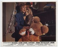 d180 ITALIAN JOB English FOH lobby card '69 great close up of Michael Caine, sexy girl & teddy bear!