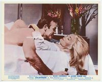 d144 GOLDFINGER English FOH lobby card '64 close up of naked Sean Connery in bed with blonde!