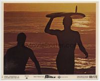 d126 FOLLOW ME 8x10 mini movie lobby card #3 '69 cool silhouette image surfers at sunset!