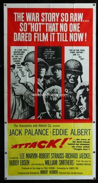1a216 ATTACK three-sheet movie poster R60s Jack Palance Robert Aldrich